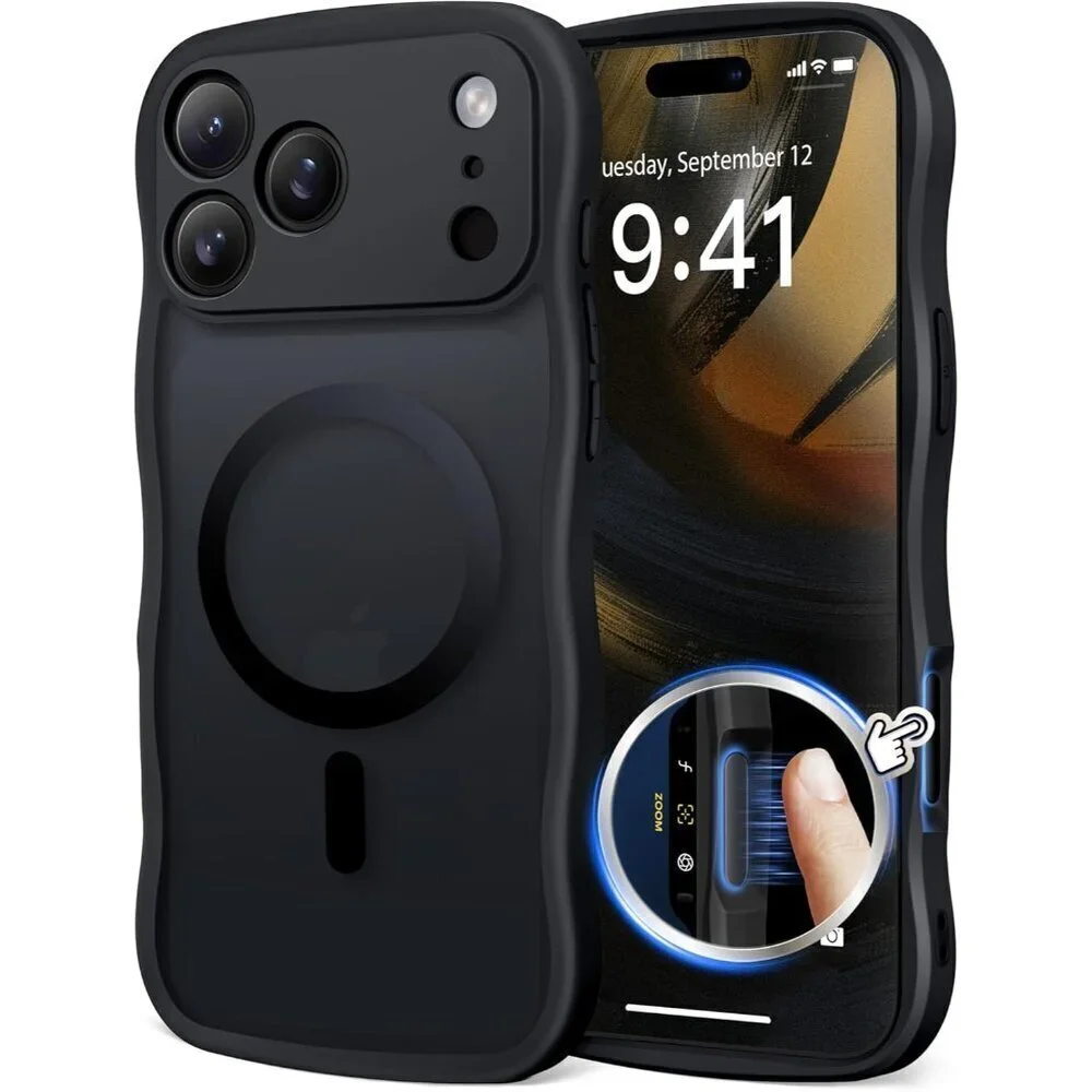 Women Black Iphone 17 Pro Max Case Full Camera Protection Mag Safe